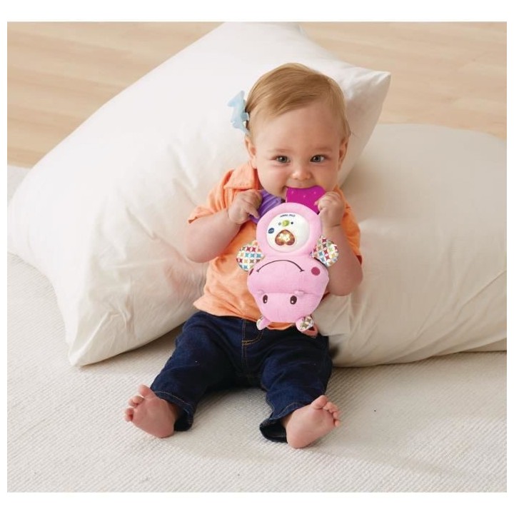 VTECH BABY - Hochet Croc'Hippo - Peluche Texturée Rose
