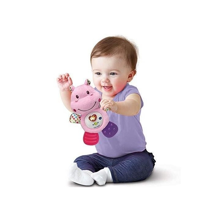 VTECH BABY - Hochet Croc'Hippo - Peluche Texturée Rose