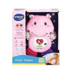 VTECH BABY - Hochet Croc'Hippo - Peluche Texturée Rose