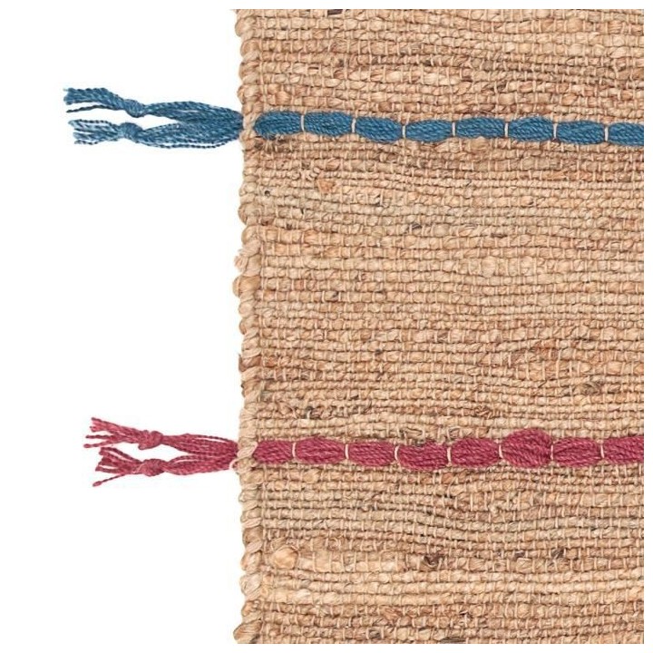 Tapis - Jute et laine - Lignes colorées - 50x150 cm - Intérieur