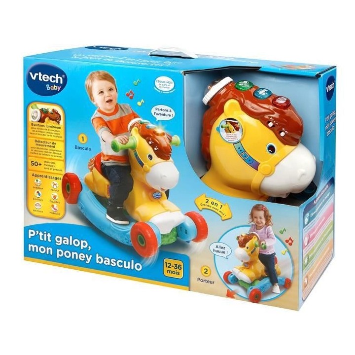 VTECH BABY - Porteur a Bascule - P'Tit Galop, Mon Poney Basculo 2en1 -
