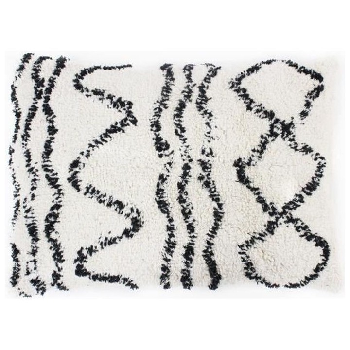 Coussin berbere Ethno - 40 x 60 cm - Beige naturel et noir
