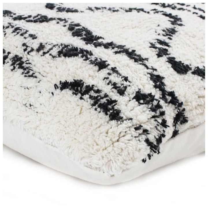 Coussin berbere Ethno - 40 x 60 cm - Beige naturel et noir