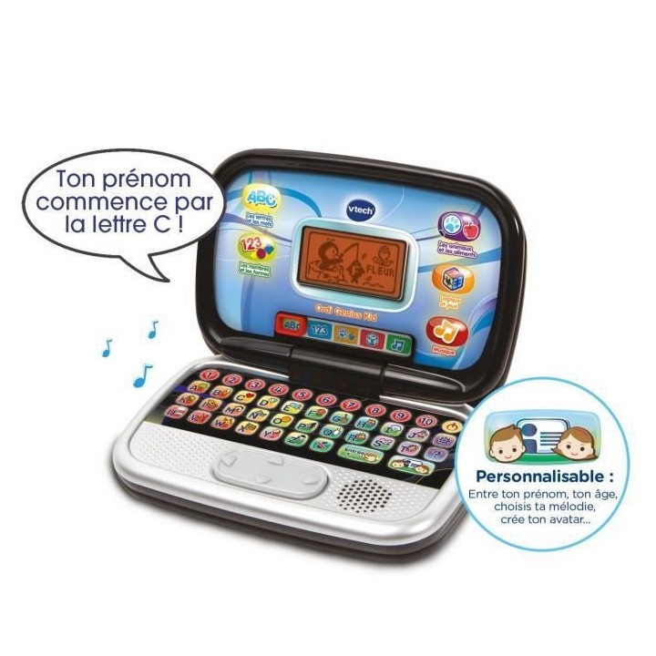 VTECH - Ordi Genius Kid - Noir - Ordinateur Interactif Enfant
