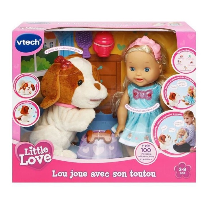 VTECH - Little Love - Lou Joue avec son Toutou - Poupée Interactive