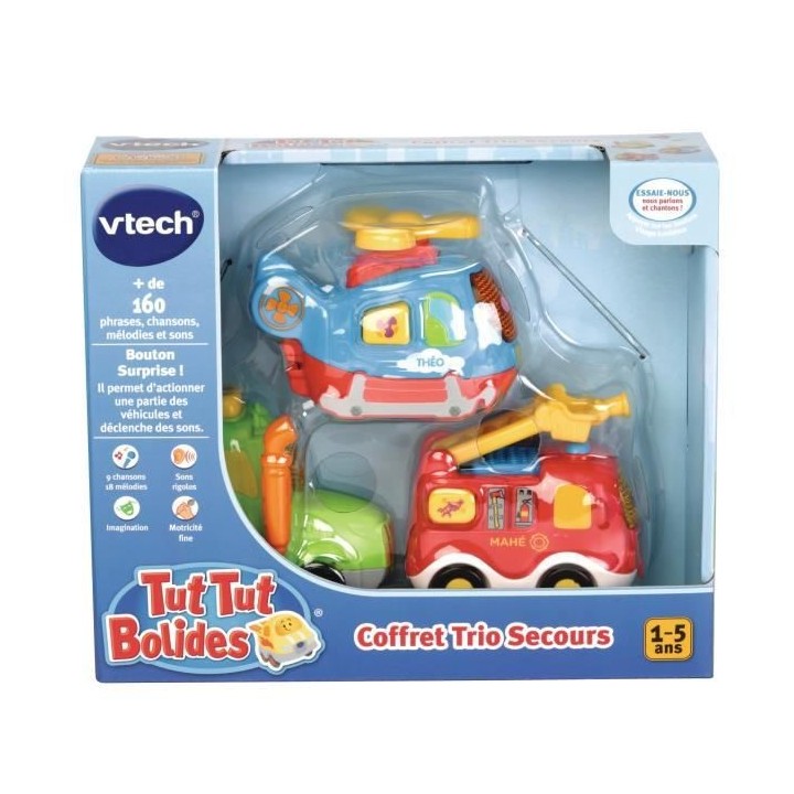 VTECH - Tut Tut Bolides - Coffret Trio Secours (Pompiers + Tracteur +
