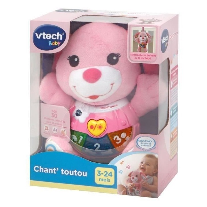 VTECH BABY - Peluche Interactive Enfant - Chant'toutou Rose