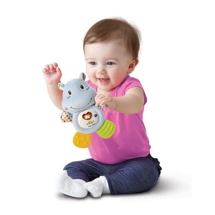VTECH BABY - Hochet Croc'Hippo - Peluche Texturée Bleue