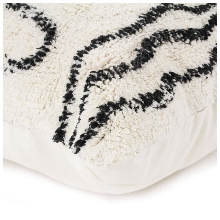 Coussin berbere Ethno - 60 x 80 cm - Beige naturel et noir