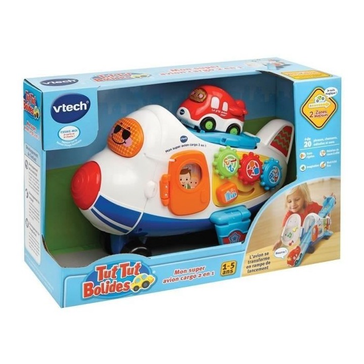VTECH - Tut Tut Bolides - Mon Super Avion Cargo 2 en 1 + Timon, le P't