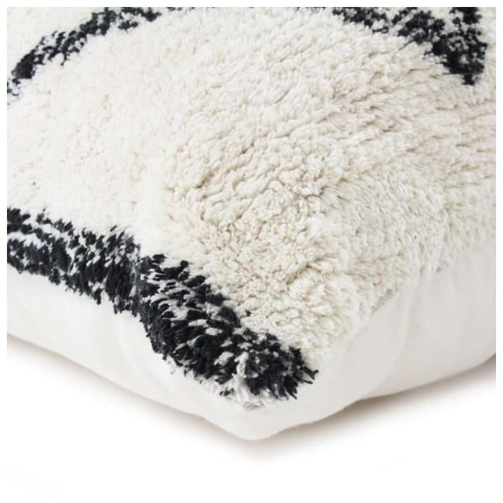 Coussin berbere Box - 60 x 80 cm - Blanc naturel et noir