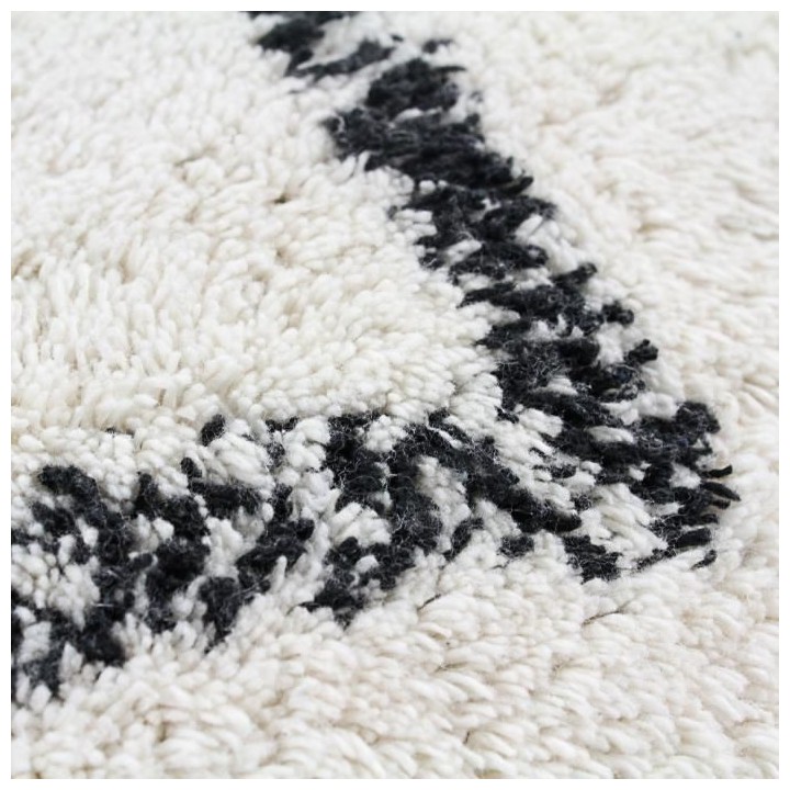 Coussin berbere Box - 60 x 80 cm - Blanc naturel et noir