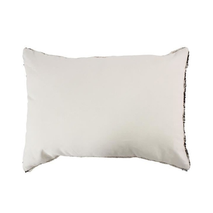 Coussin berbere Box - 60 x 80 cm - Blanc naturel et noir