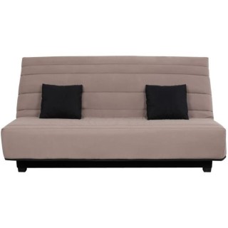 DUNLOPILLO Banquette Clic clac - Tissu Taupe + 2 coussins Noir - L 194