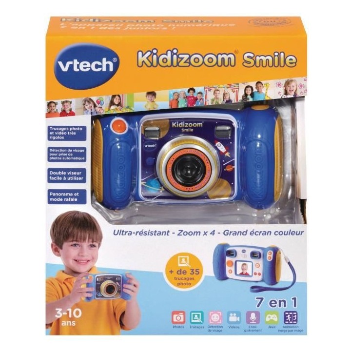 VTECH - Kidizoom Smile Bleu - Appareil Photo Enfant