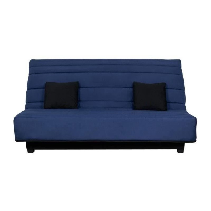 DUNLOPILLO Banquette Clic clac- Tissu Marine + 2 coussins Noir - L 194 x P 98 x H 102 cm - Made in France - ALEX