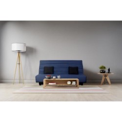 DUNLOPILLO Banquette Clic clac- Tissu Marine + 2 coussins Noir - L 194 x P 98 x H 102 cm - Made in France - ALEX