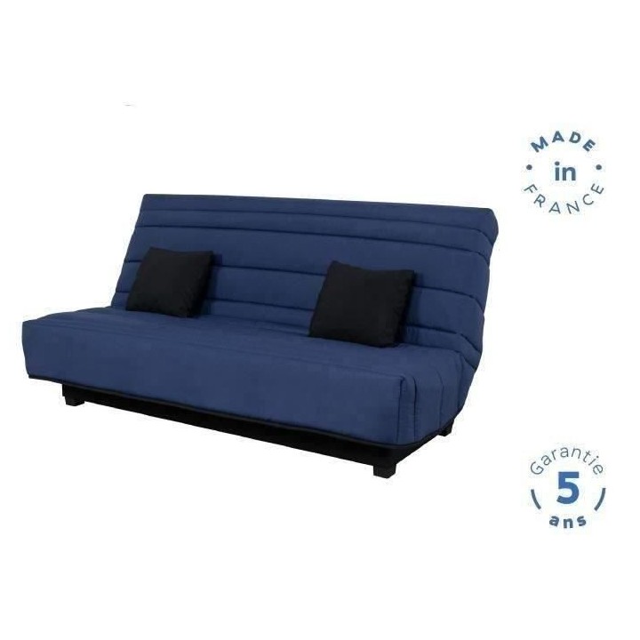 DUNLOPILLO Banquette Clic clac- Tissu Marine + 2 coussins Noir - L 194