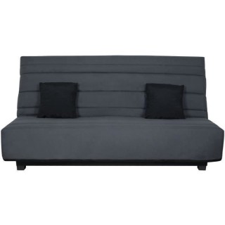 DUNLOPILLO Banquette Clic clac - Tissu Gris + 2 coussins Noir - L 194