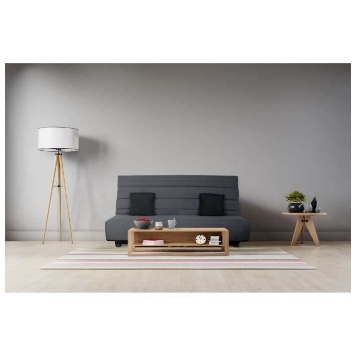 DUNLOPILLO Banquette Clic clac - Tissu Gris + 2 coussins Noir - L 194