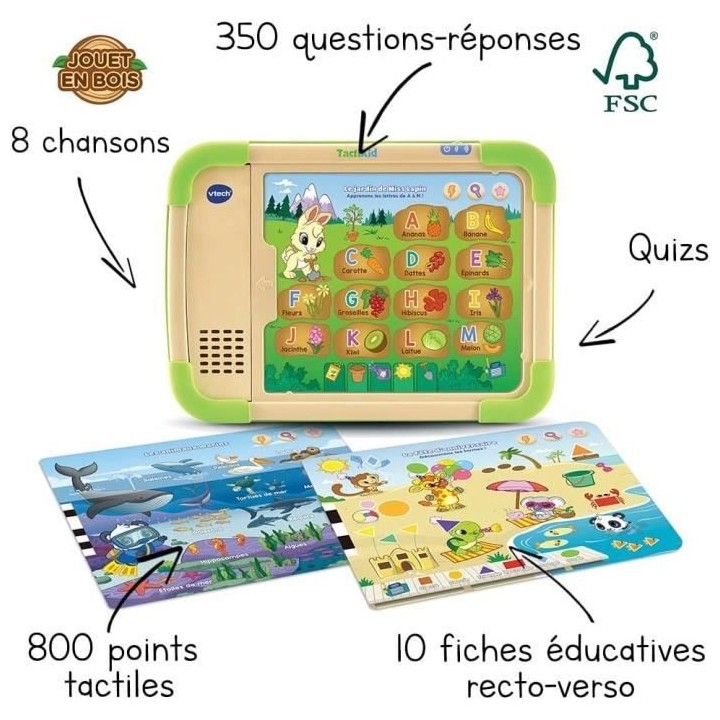 VTECH - Tactikid, ma Tablette Educative - Jouet Bois FSC