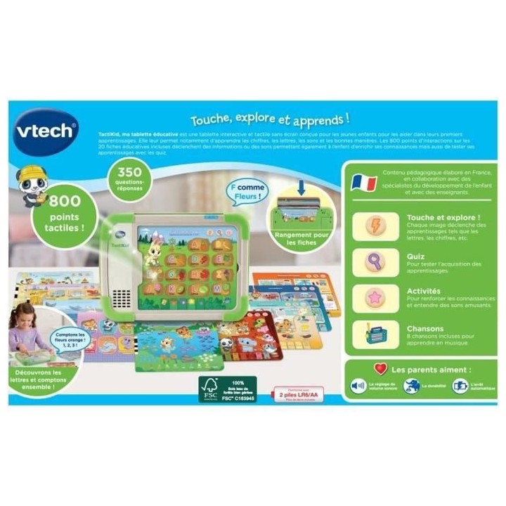VTECH - Tactikid, ma Tablette Educative - Jouet Bois FSC