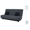 DUNLOPILLO Banquette Clic clac - Tissu Gris + 2 coussins Noir - L 194 x P 98 x H 102 cm - Made in France - ALEX