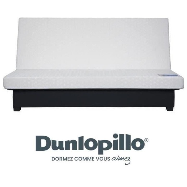 DUNLOPILLO Banquette Clic clac - Tissu Gris + 2 coussins Noir - L 194