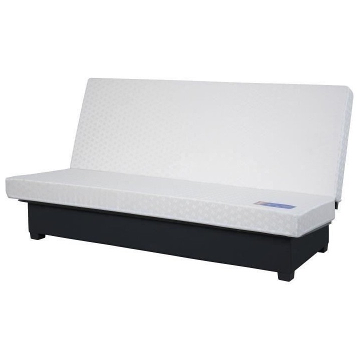 DUNLOPILLO Banquette Clic clac - Tissu Gris + 2 coussins Noir - L 194