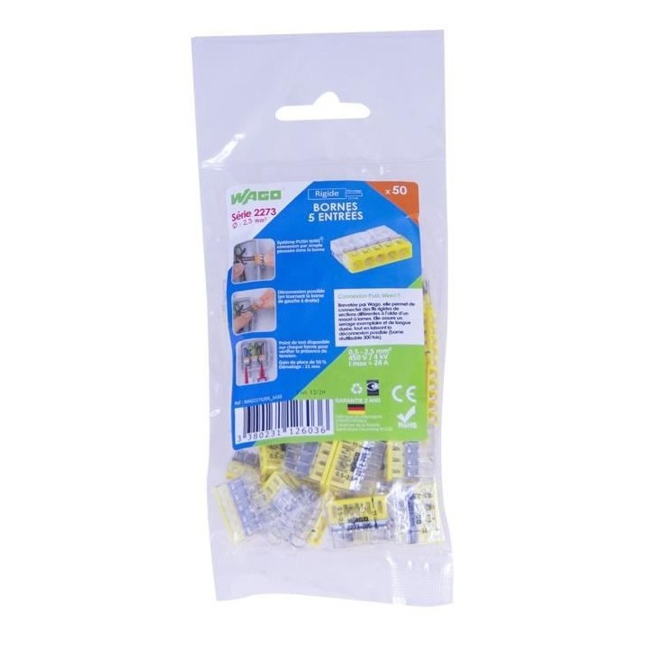 WAGO Sachet de 20 bornes 3x2,5 6mm² Série 773