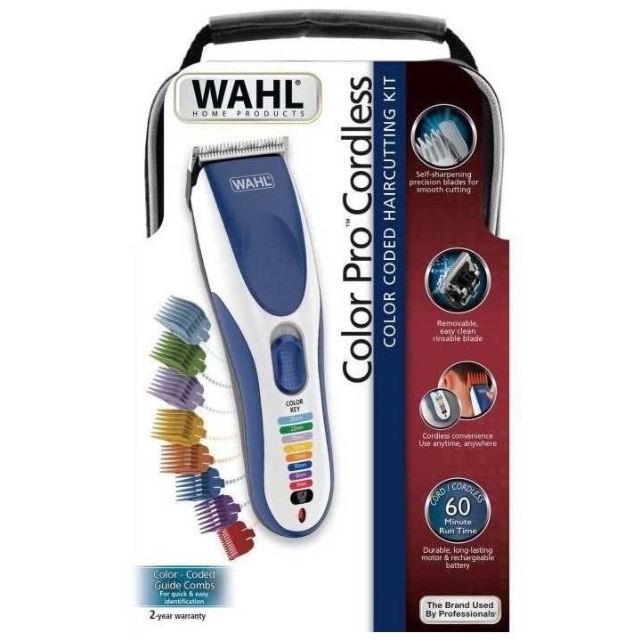 WAHL 09649-016 - Tondeuse cheveux sans fil Cordless Color Pro - 20 pie
