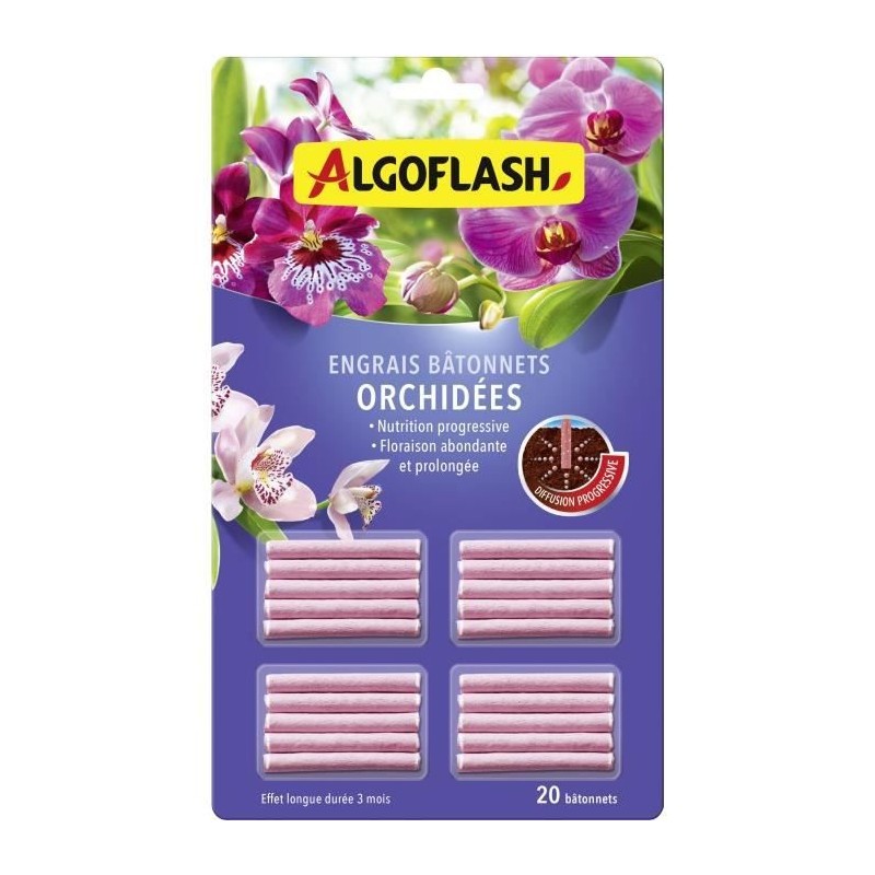 ALGOFLASH - Bâtonnets Engrais Orchidées 20 bâtonnets