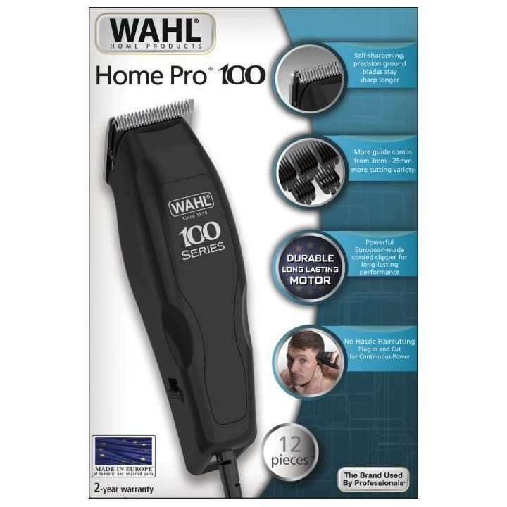 Tondeuse cheveux Home Pro 100 - WAHL 1395.0460 - 8 guides de coupe de