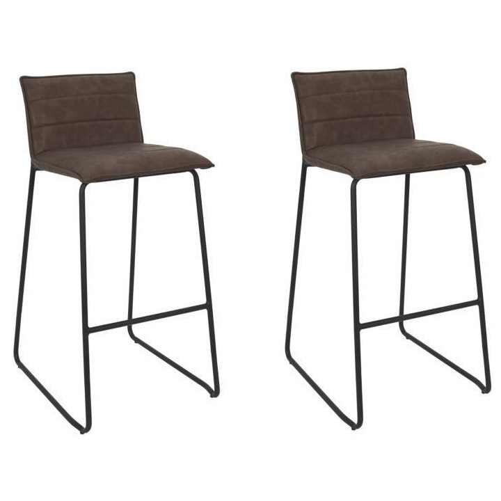 Lot de 2 tabourets de bar - Marron - L 50 x 41,5 x H 93 cm - WARREN