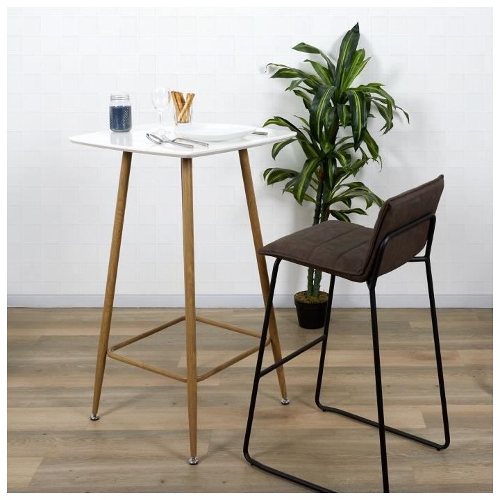 Lot de 2 tabourets de bar - Marron - L 50 x 41,5 x H 93 cm - WARREN