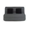 DUNLOPILLO Banquette BZ 2 places - Tissu Gris + 2 coussins noir - L 140 x P 99 x H 98 cm - ALICE - Made in France