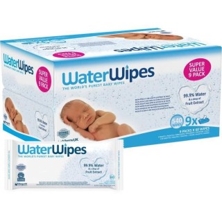 WATERWIPES Lingettes Bébé peaux sensibles - Lot de 9x60