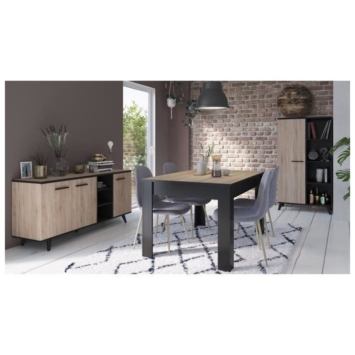 DEMEYERE Ensemble séjour Enfilade + Table haute + Vitrine - Décor ch