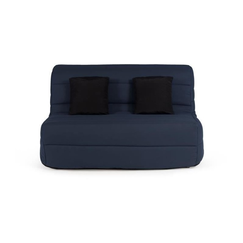 DUNLOPILLO Banquette BZ - Tissu Gris bleuté + 2 coussins noir - L 140 x P 99 x H 98 cm - Made in France - ALICE