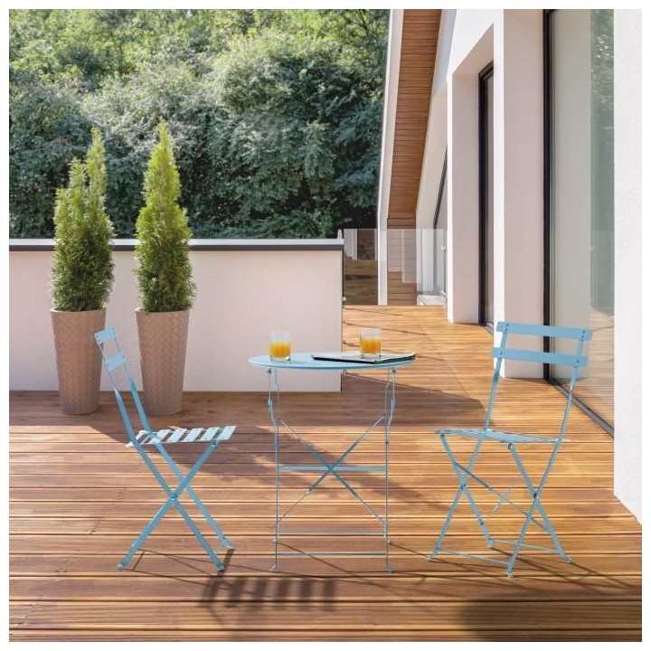 Ensemble de jardin bistrot 2 personnes - Table ronde 60 cm avec 2 chai