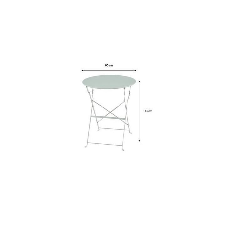 Set bistrot 2 personnes - Table ronde 60 cm avec 2 chaises - Acier the
