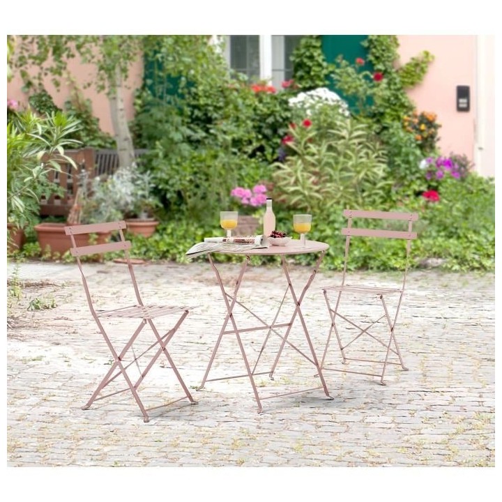 Set bistrot 2 personnes - Table ronde 60 cm avec 2 chaises - Acier the