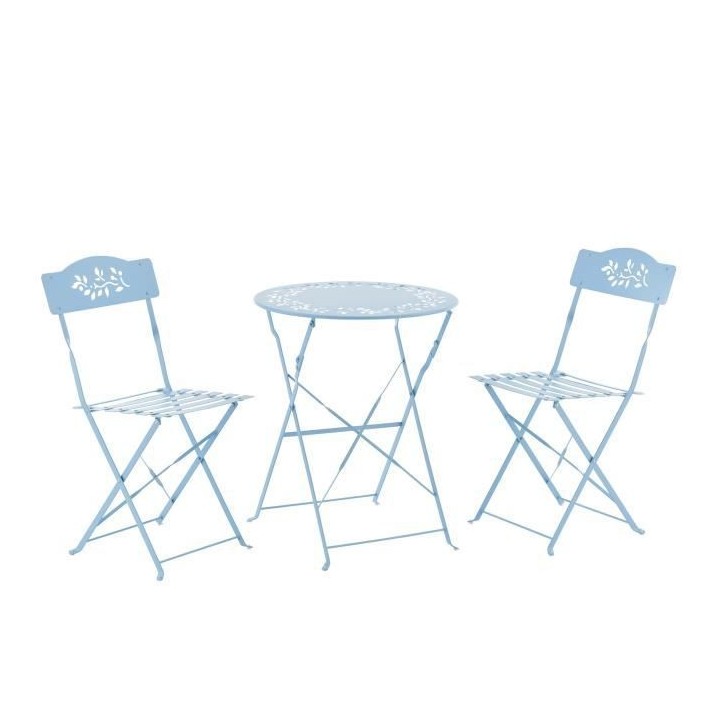 Ensemble de jardin bistrot 2 personnes - Table ronde motif 60 cm + 2 c