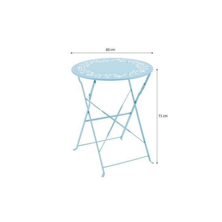 Ensemble de jardin bistrot 2 personnes - Table ronde motif 60 cm + 2 c