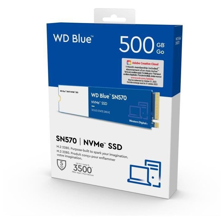 Disque SSD Interne - WD - SN570 NVMe - 500GB - (WDS500G3B0C)
