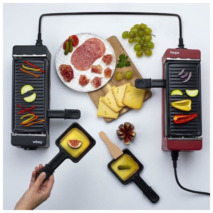 WEASY TIK12 Raclette noire connectable 2 personnes - Grill - 400W - Re