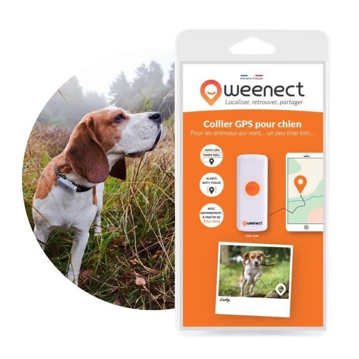 Collier GPS pour chien – Weenect Dogs 2 - Suivi GPS en temps réel,