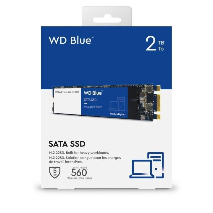 WD Disque dur Blue™ SSD - 3D Nand - Format M.2/2280 - 2To