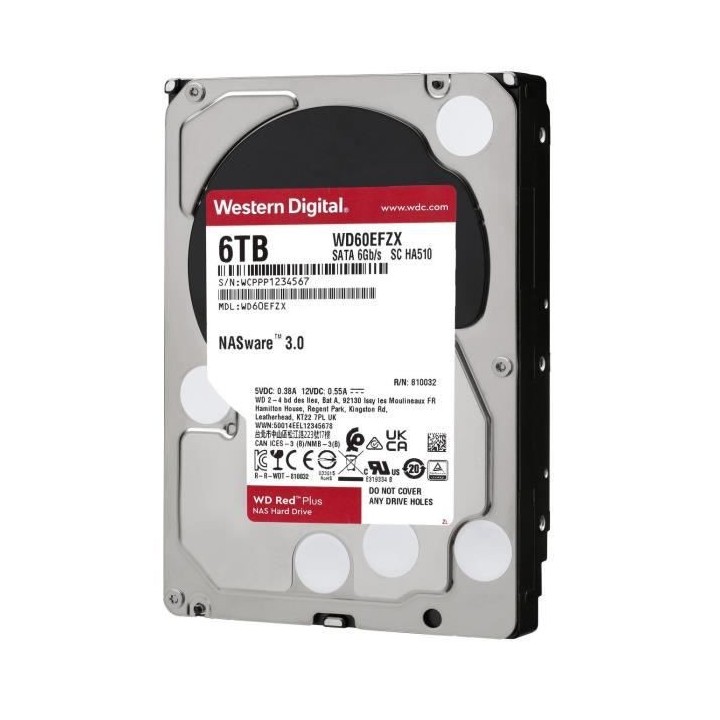 WD Red™ Plus - Disque dur Interne NAS - 6To - 5400 tr/min - 3.5 (WD6