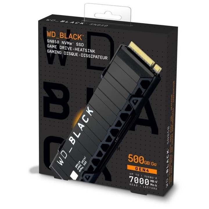 WD Black™- Disque SSD Interne RGB - SN850 - 500Go - M.2 NVMe Dissipa